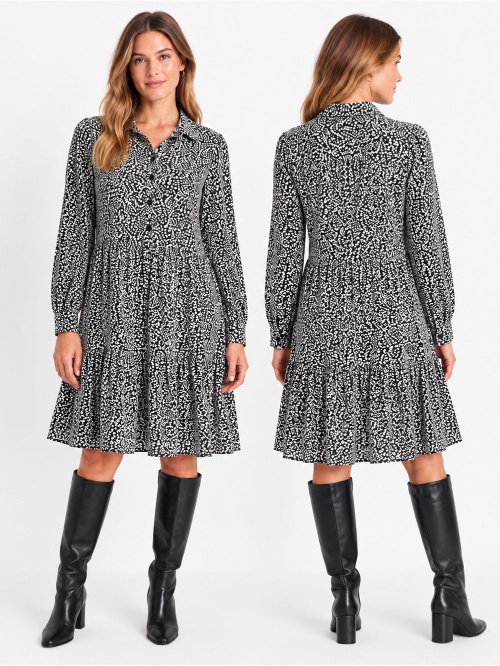 Madewell Ditsy Floral Mini Dress Black White $148